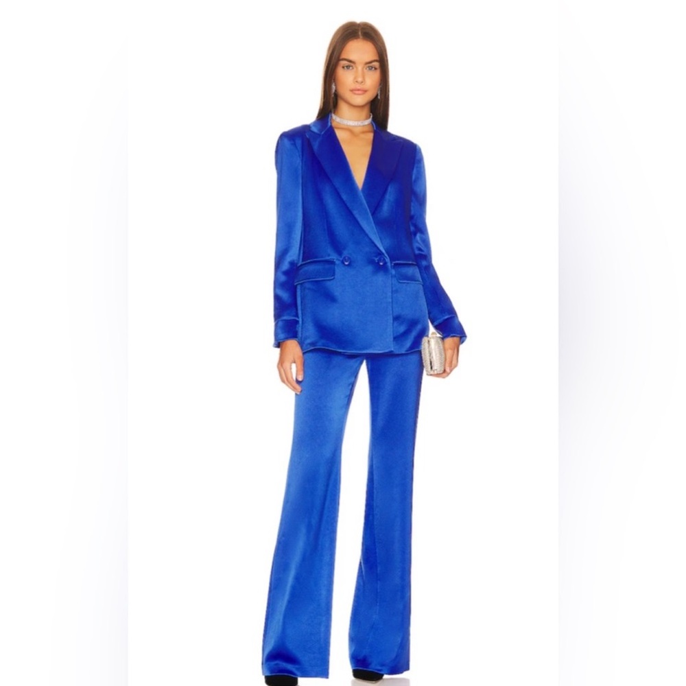 ALICE + OLIVIA JUSTIN DOUBLE BREASTED BLAZER + DEANNA HIGH WAISTED BOOTCUT PANT